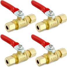 QWORK 무연 황동 압축 밸브 - 14인치 4팩 180도 폐쇄 범위 고온에서 내식성 및 연성, QWORK 볼밸브 호스 니플 관개 피팅 연결 무연 황동