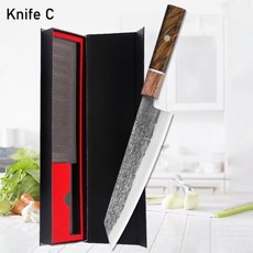 사시미칼 회 칼 다마스커스 오로시칼 일본 명품 키리츠케 셰프 나이프 스테인리스 스틸 날카로운 고기 야채 정육점 수제 전문 주방, 2)1PC-C