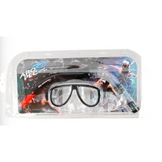 AROPEC 游龍潛水 成人款面鏡呼吸管組合 (送網狀裝備袋), 黑色