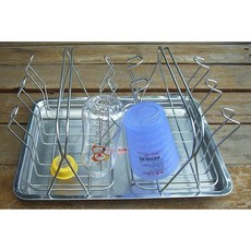 台灣製造＊不銹鋼杯架、奶瓶架 雙重並用＊附瀝水盤＊ 瀝水架 304不鏽鋼 杯架 置物架 廚房收納, 1個, 杯架（超商取貨一次限一組）, 不鏽鋼