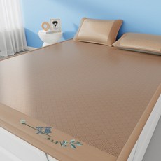 艾草涼蓆藤竹蓆草蓆牀墊可摺疊夏季軟席子可機洗冰絲席子, 艾草蓆-咖