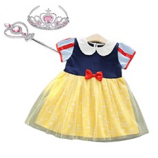 CLOE SHOP 女童萬聖節白雪公主連身裙+皇冠+手杖