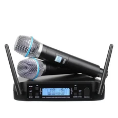 GLXD4 BETA87A 전문가용 듀얼 무선 마이크 시스템 무대 공연용 UHF 다이나믹 2채널 87 핸드헬드, 01 220V EU PLUG
