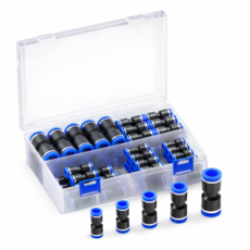 원터치 에어호스 퀵커넥터 5종 피팅 세트 4~12mm 공압 호스 연결 커넥터, 50개