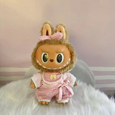라부부 팝아트 인형옷 labubu 아기 옷 대형 인형 액세서리 헤어악세사리 공주 스커트 바지 드레스, 38cm 피복을 착용 가능, 7 핑크 파자마 세트