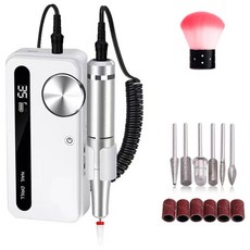 YINUO 젤 네일 드릴 전동 네일 관리기 네일 케어 속도 조절 0-35000rpm USB충전식, 1세트, 아이보리
