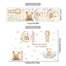 만화 뜨거운 공기 정교한 풍선 동물 곰 토끼 벽 스티커 어린이 방 소년 장식 보육 베이비 룸 데칼 217827, SL7574A
