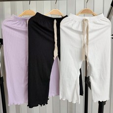 Baby童衣 兒童夏季休閒褲 女童彈力棉木耳邊薄長褲 女寶寶微喇叭九分褲