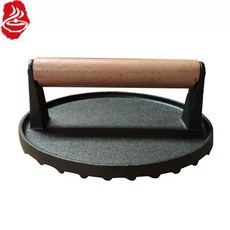 무쇠 고기 누르개 스테이크 프레스 햄버거 구이용 구이팬 불판 도구, 17.5cm 줄무늬 1kg, 1개, 1cm