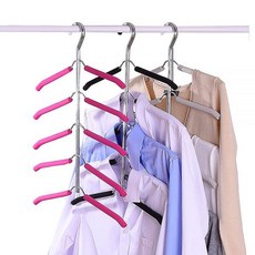 다층 옷걸이 블라우스 트리 3팩 5 in 1 미끄럼 방지 공간 절약 스테인리스 셔츠 옷장 정리함 3 그레이