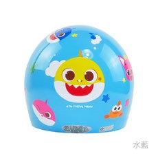 華泰 PF-3 鯊魚寶寶 碰碰狐 半罩式童帽 安全帽, 水藍,小童(50-52cm)