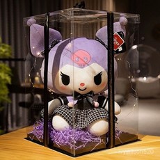 臺灣出貨 庫洛米娃娃玩偶抱枕 生日禮物 送女孩子 情人節可愛少女心姐妹閨蜜抱枕, 38厘米【黑色庫洛米】,高端禮盒+賀卡+燈+拉菲草