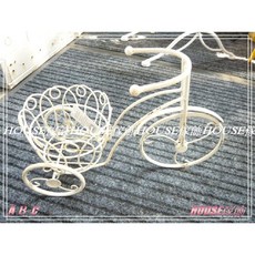 House傢飾 復古鐵製三輪車花器/花架-小(復古白) 限量款