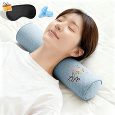 Norvee 인체공학 메밀 경추베개 3D 자수 디테일 높이조절 목지지 숙면 베개 거북목 완화, 1개, 블루