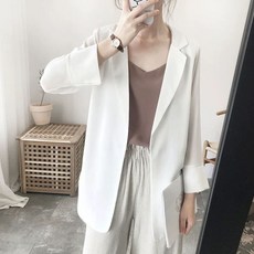 여성 여름 자켓 정장 린넨 여자 블랙 패션