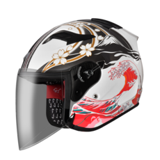 ASTONE DJR BM1 3/4罩安全帽 半罩式安全帽, 1個, 白/紅