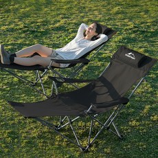 WildHeart 캠핑 4단 각도조절 캠핑의자 초경량 발받침대 사무실 차박용 리클라이너 야외 캠핑용품, 1개, 옥스포드 검정색