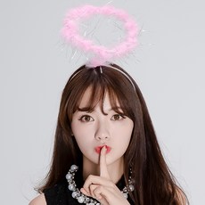 파티쇼 원형 천사 머리띠 천사 날개 머리띠 생일파티, 핑크