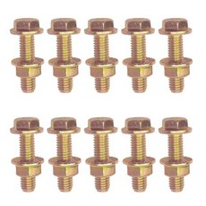 팩10 배기 매니폴드 볼트 키트 – 고강도 탄소강 0.7인치 x 1.45인치 육각 플랜지 너트 나사 미끄럼 방지. 색상 아연 도금 대부분의 자동차 모델에 적합 골드, 팩10 배기 매니폴드 볼트 키트 – 고강도 탄소강 0.