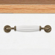 주물판 붙박이장 문고리 장롱 화이트 도자기 128mm +브라스 소형