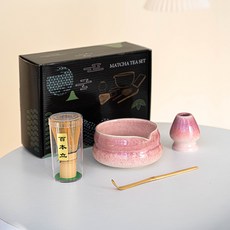 日式禮盒跨境ins風百本立陶瓷茶筅, 1個, FJT大肚碗窯變紫4件套（黑彩盒）_