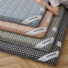 더블사이즈 바닥토퍼 수면매트 침대 싱글 사이즈 매트리스, 80x190cm, 분홍 작은 체크 3cm