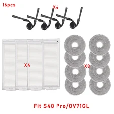 Xiaomi S40 ProOV71GL S40OV81 로봇 진공 청소기 교체 부품 메인 사이드 브러시 Hepa 필터 천 패드 액세서, 22 SetB 16pcs S40 Pro
