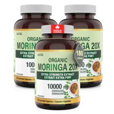 모링가 10000mg 180식물성캡슐 모링가잎 20배 농축 가루 분말 허바 캐나다, 3개, 180정