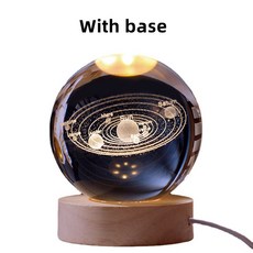 천문학 3D 태양계 크리스탈 공 LED 조명 레이저 조각 유리 현대 구체 장식 홈, 1 Pcs With base, 1개