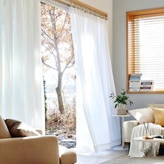 모던하우스 차르르 쉬폰 나비주름 긴창문커튼 220x235 화이트 2p-BL3125002