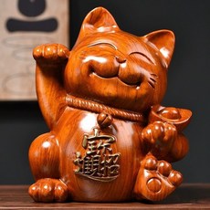 黑檀木 花梨木 紅花梨木 招財貓 擺件 整木精雕, 如圖所示, 1個