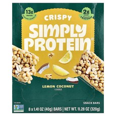 Simply Protein 크리스피 스낵 바 레몬 코코넛 바 8개 각 40g(1.41온스), Simply Protein 크리스피 스낵 바 레몬 코코, 40g
