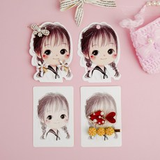 소공녀 헤어핀 택 포장 디스플레이 A-10매, 1개, 흰바탕사각(a)