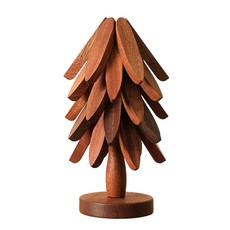 KROF 實木隔熱墊餐墊防燙墊一棵樹造型家用耐熱桌墊鍋墊杯墊砂鍋墊, 隔熱墊 胡桃色【五片+底座】, 1個