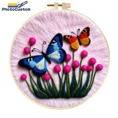 꽃과 새 양모 펠트 페인팅 벽 예술 그림 아트 키트 동물 펠팅, 1개, 4. MZH-791-2020-XP