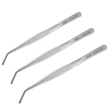 플러스리빙 핀셋 SUS-304 일반형 직선형 18cm 20cm 정밀 집게 스테인레스, 1개, 곡선180mm