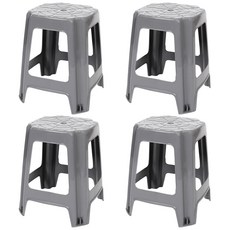 지오리빙 플라스틱 사각의자 4p 간이 야외 포장마차 편의점, 4개, 그레이