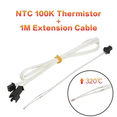 쿠쿠스토어 3DSWAY 프린터 부품 HT-NTC SM 플러그가 있는 서미스터 카트리지 센서 고온 V PT100 핫엔드 ohm, 02 HT Glass 1M Cable