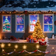 40인치 x 60인치 홀로그램 후면 투사 스크린 크리스마스용 창문 프로젝터 휴대용 접이식 마운팅 키트 포함 양면 환상 영상 실내외용, 40"W x 60"H