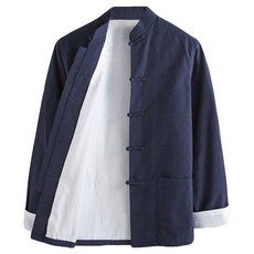 남성용 무술 쿵푸 재킷 탱 수트 Navy Bule M