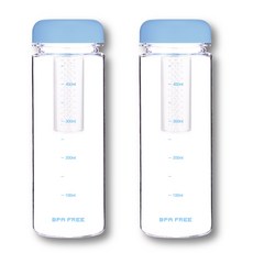 위드 국산 눈금물병 차거름망 트라이탄 티보틀 컬러캡, 2개, 500ml, 블루
