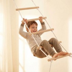 퇴근하고 실내 원목 사다리 로프 우드 밧줄 스윙그네 매달리기, 5단 (기본형)