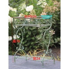 歐式鐵藝雙層花槽組合花架創意多肉綠蘿花盆架置物架盆栽架, 做舊綠色