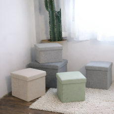 유즈나인 앉아서 수납하는 접이식 수납 스툴 의자, 1개, 그린