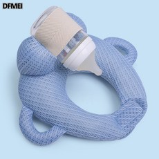 DFMEI 懶人餵奶神器哺乳新生兒寶寶牀上躺着吃奶瓶固定支架嬰兒多功能枕, 純天絲透氣喝奶枕藍色-手握款