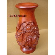 小O結緣館 龍鳳呈祥紅花梨木雕花瓶