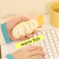 바보 물고기 | 워머 피시 손난로 | 4800mAh 보조 배터리, 옐로 피시, 1개