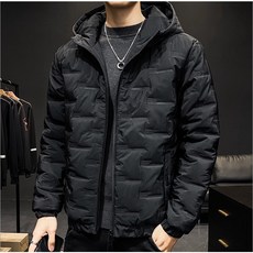 男款加厚連帽羽絨棉衣 冬季防風時尚外套
