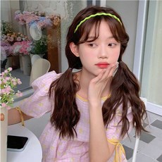 파스텔 물결 슬림 머리띠 귀안아픈 여성 비비드 심플 얇은 기본 헤어 밴드
