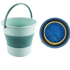 접이식 세차 버킷 그릿가드 세트, 민트블루, 16.8L